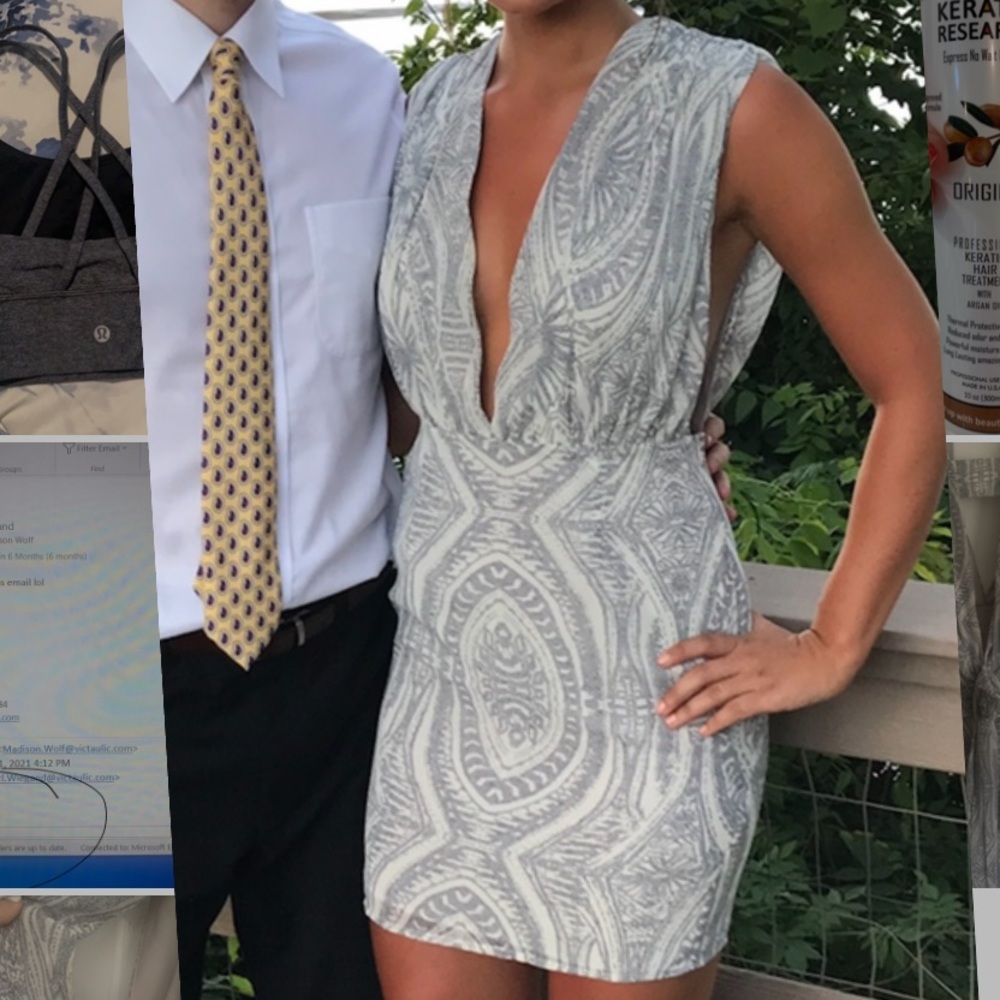 Gray and white dress